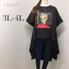 t513☆3L~4L相当☆バックロング 前後差丈 Ｔシャツ＊ガール【お値下げ】