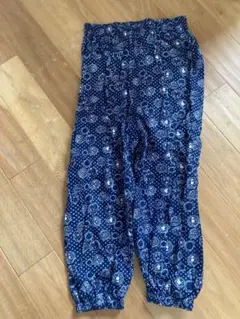 ネイビー 円形模様 パンツ、綿100%モンペです。