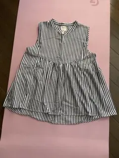 ストライプ ノースリーブ フレアトップス