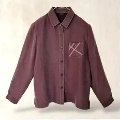 美品✨IBERIS 長袖シャツ【M】パープル系　秋春仕様　婦人服　レトロ