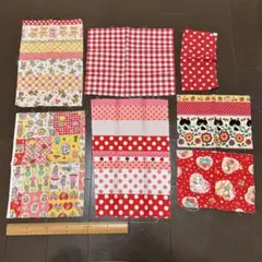 平成レトロ ハギレ詰め合わせ 赤 ピンク系 生地 かわいい 女の子 昭和レトロ