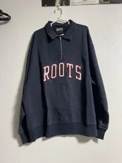 ROOTS ネイビー ハーフジップ XLサイズ