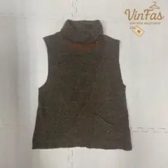 vintage ブラウン ニット ベスト タートルネック 秋冬 アメカジ