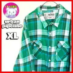 usa古着 urban pipeline ネルシャツ XL チェック グリーン
