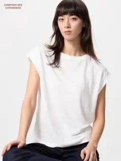 ユニクロ　コントワー　デコトニエ リネンTシャツ　フレンチ　リラックスフィットT