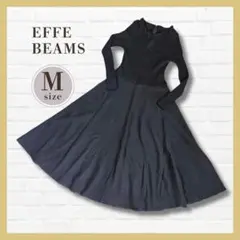 美品✨EFFE BEAMS リブニットワンピース M 万能ブラック 洗練デザイン