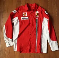 Ferrari スポーツ長袖シャツ レッド/ホワイト