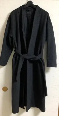 ノーカラー ガウン ロングコート ダークグレー