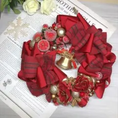 クリスマスリボンリース レッド