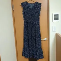 ABITokyo　ネイビー ドット柄 ノースリーブ ワンピース