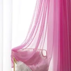 ピンク オーダーレースカーテン1枚 150×175cm アジャスターフック付き