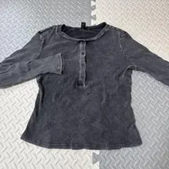 ダークグレー 長袖ヘンリーネックシャツ⭐︎Lサイズ