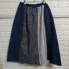 5L　新品　タグ付き　大きいサイズ　ネイビー系　 スカート ウエストゴム