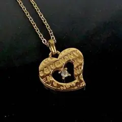 ジバンシー ヴィンテージ ネックレス ロゴ ジルコニア ハート ゴールド