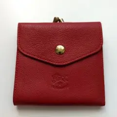 【極美品】IL BISONTE イルビゾンテ がま口折り財布 赤