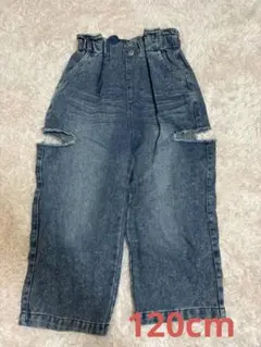 120センチ　女の子　カットオフデニムパンツ