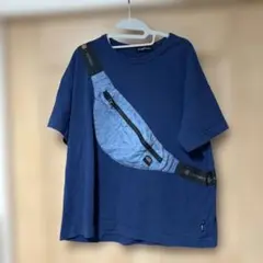 drug store's ネイビー 半袖Tシャツ 斜めポケット付き　中古
