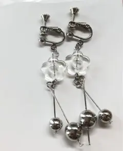 花 ビーズ イヤリング シルバーアクセサリー
