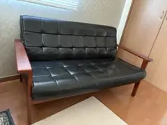 ソファー　シャーク2P-BK（ブラック）　カリモク風