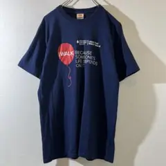 T-503 FRUIT OF THE LOOM プリント Tシャツ M ネイビー