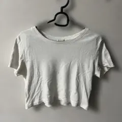 ホワイト クロップド 半袖Tシャツ