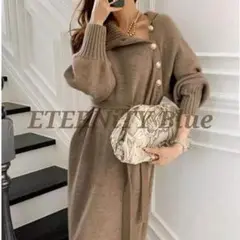 【大人気商品!】高品質 秋 冬 タートル ニット 着痩せ効果 ミモレ丈 大人女子