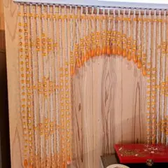 オレンジ透明ビーズのれん