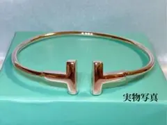 T字ワイヤー バングル ブレスレット ピンクゴールド シンプル プレーン