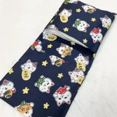 サニタリーケース 猫 和風 招き猫 ネイビー S8329