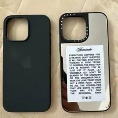iPhone 15 ProMax シリコンケース ダークグリーン2点セット