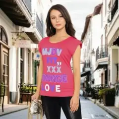 【大特価】　MJDIVA ピンク ノースリーブ Tシャツ ダンス　Ｆサイズ