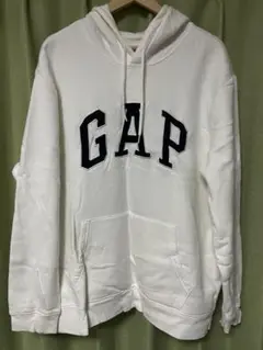 古着 GAP パーカー フーディー ホワイト ネイビー 裏起毛
