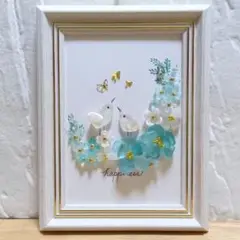 サマーブルーリース＊立体のお花＊シーグラスアート
