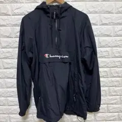 Champion ブラック プルオーバー ナイロン　アノラックジャケット