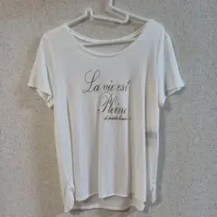ホワイト 半袖Tシャツ フロントプリント