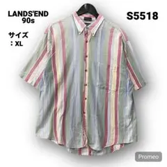 【即購入OK】90s LANDS'END 半袖シャツ サイズXL ストライプ