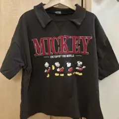 ミッキー ポロシャツ ダークブラウン