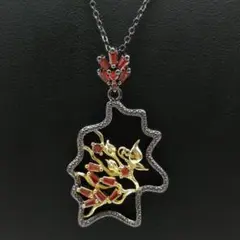 ■新品■ オレンジ ジルコニア シルバー 925 ネックレス ゴールド ブラック