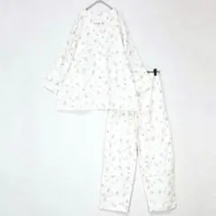 【新品未使用】花柄 パジャマ上下セット/ゆったりサイズ 長袖 長ズボン 日本製