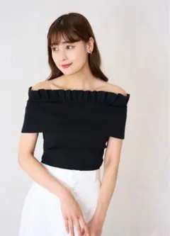 herlipto Ruche Off Shoulder Knit Top
