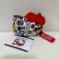 【新品】ハローキティ　小銭入れ　ポーチ　50周年記念 フェイス　カラフル