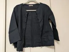 ノーカラージャケット　薄手　麻　100 %