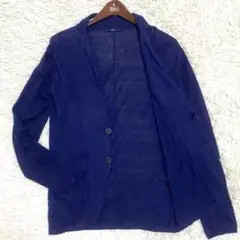 【美品✨】シップス リネン100% ニット テーラードジャケット 紺 S