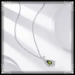 026N【50%OFF】ネックレス ドロップ ペリドット 上品 プラチナシルバー