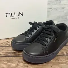 【23cm】FILLIN TOKYO レザー調 ブラック 厚底 スニーカー