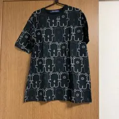 全体にプリント 半袖Tシャツ 黒店舗サイズM