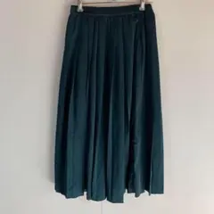 ◯SPINNS ダークグリーン プリーツロングスカート