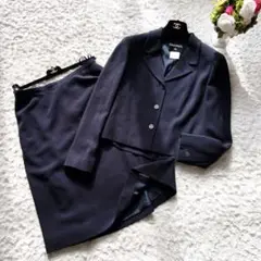 美品 CHANEL シャネル パンチング ロゴ スーツ ネイビー