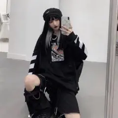 メンズ プリントパーカー ブラック ストリート キャラ