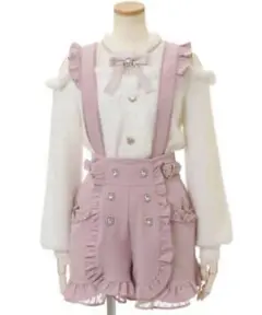 LIZLISA サスペンダー付ダブルビジューショートパンツ ピンク